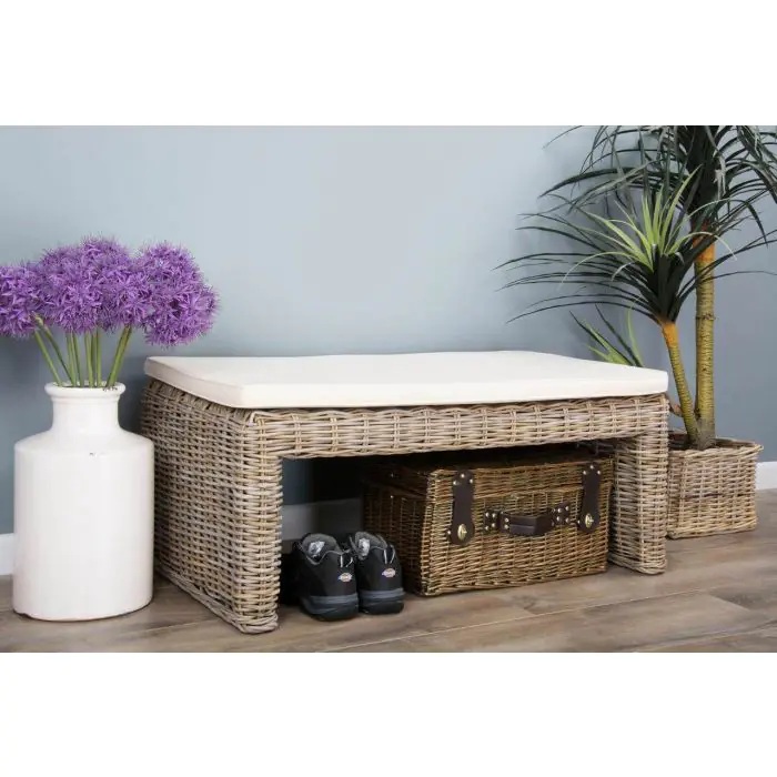 100cm Natural Wicker Zara Footstool - 1