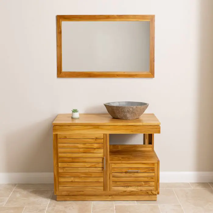 Oasis Teak Washstand with Cupboard and Drawer - 105cm X 80cm - 1