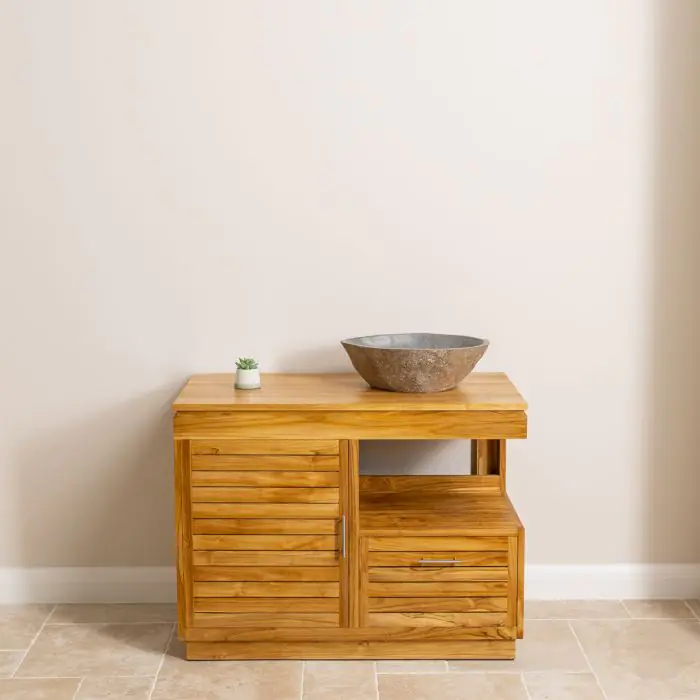 Oasis Teak Washstand with Cupboard and Drawer - 105cm X 80cm - 3