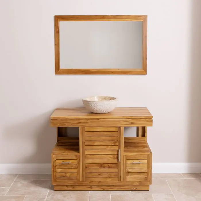 Oasis Teak Washstand with One Cupboard and Two Drawers - 105cm X 80cm - 2