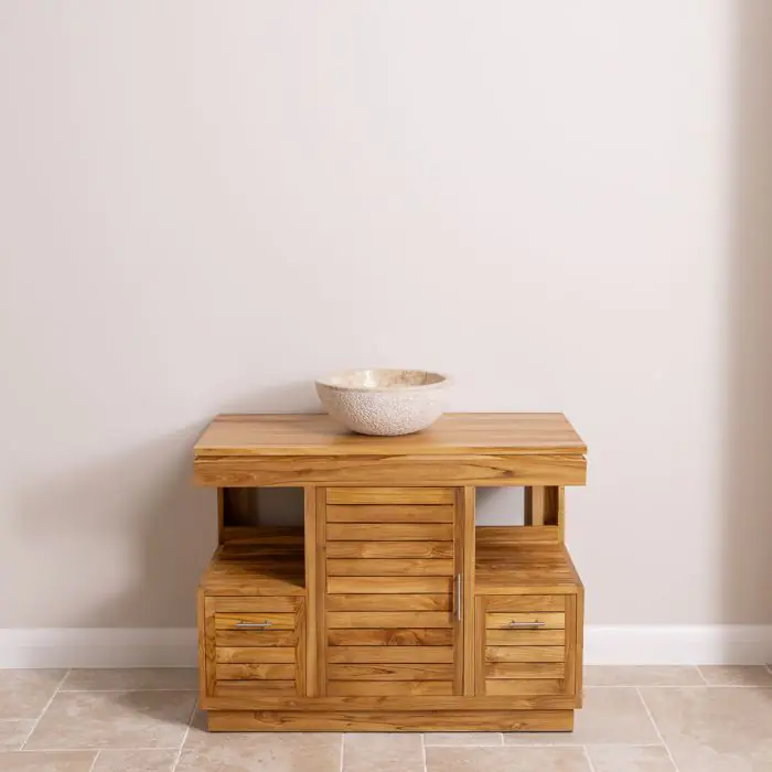 Oasis Teak Washstand with One Cupboard and Two Drawers - 105cm X 80cm - 3