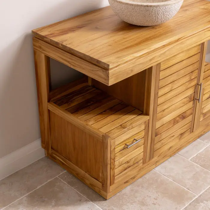 Oasis Teak Washstand with One Cupboard and Two Drawers - 105cm X 80cm - 6