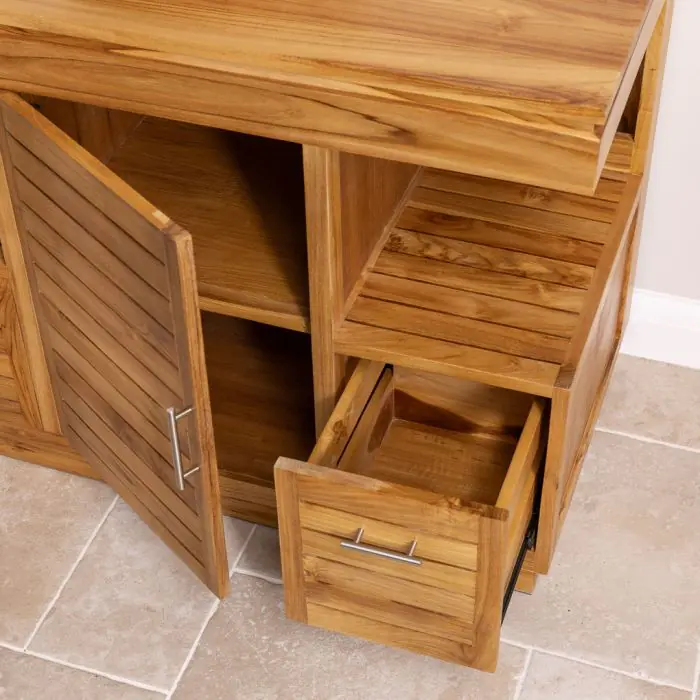 Oasis Teak Washstand with One Cupboard and Two Drawers - 105cm X 80cm - 7