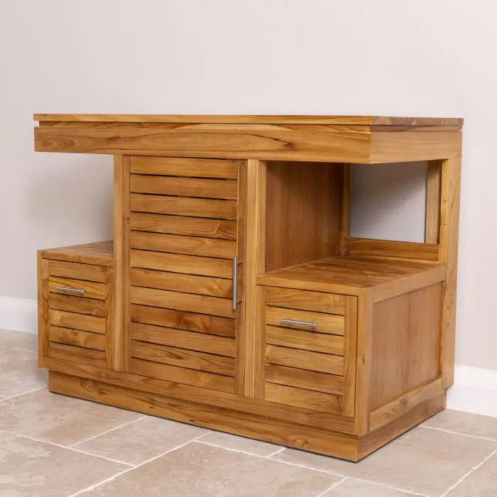 Oasis Teak Washstand with One Cupboard and Two Drawers - 105cm X 80cm - 5