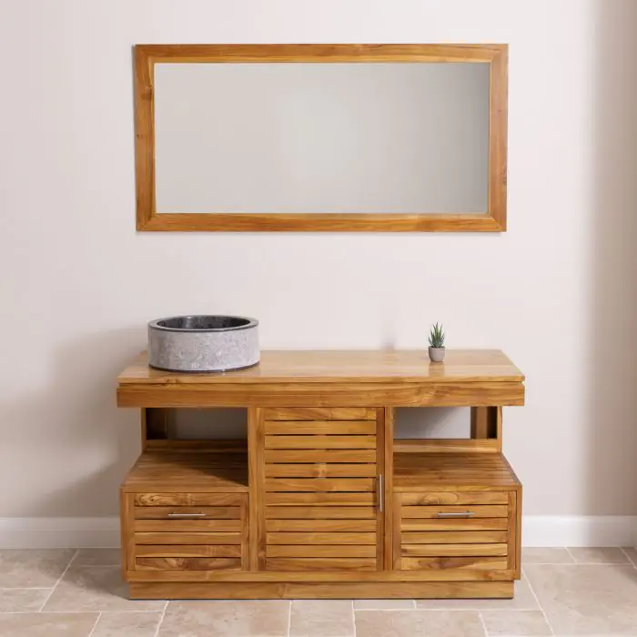 Oasis Teak Washstand with One Cupboard and Two Drawers - 140cm X 80cm - 2