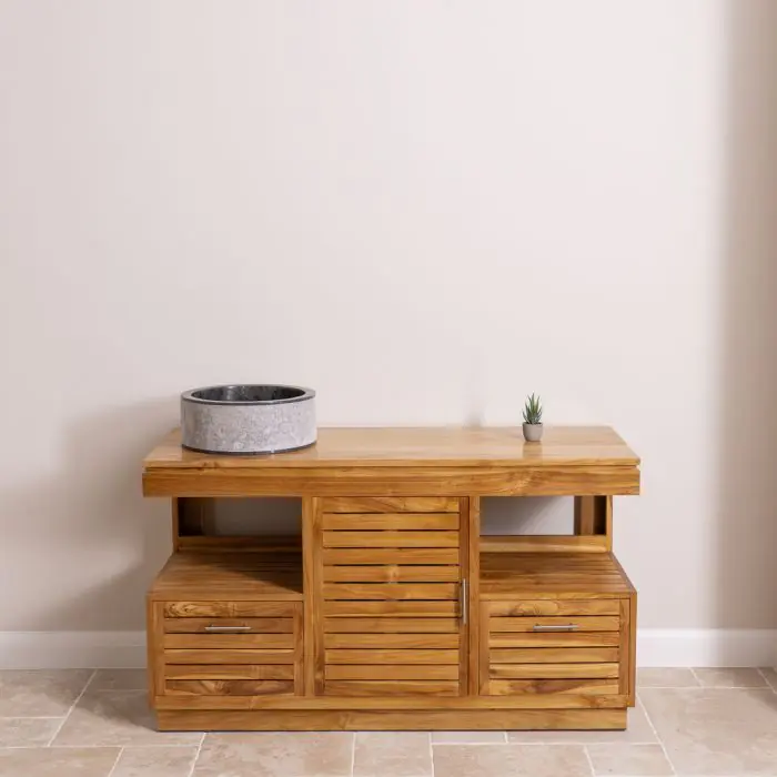 Oasis Teak Washstand with One Cupboard and Two Drawers - 140cm X 80cm - 3