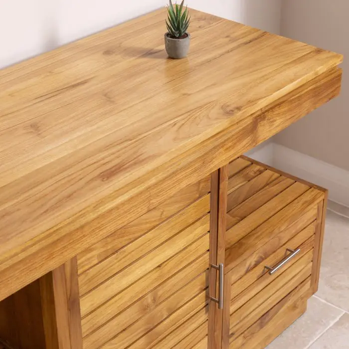 Oasis Teak Washstand with One Cupboard and Two Drawers - 140cm X 80cm - 7