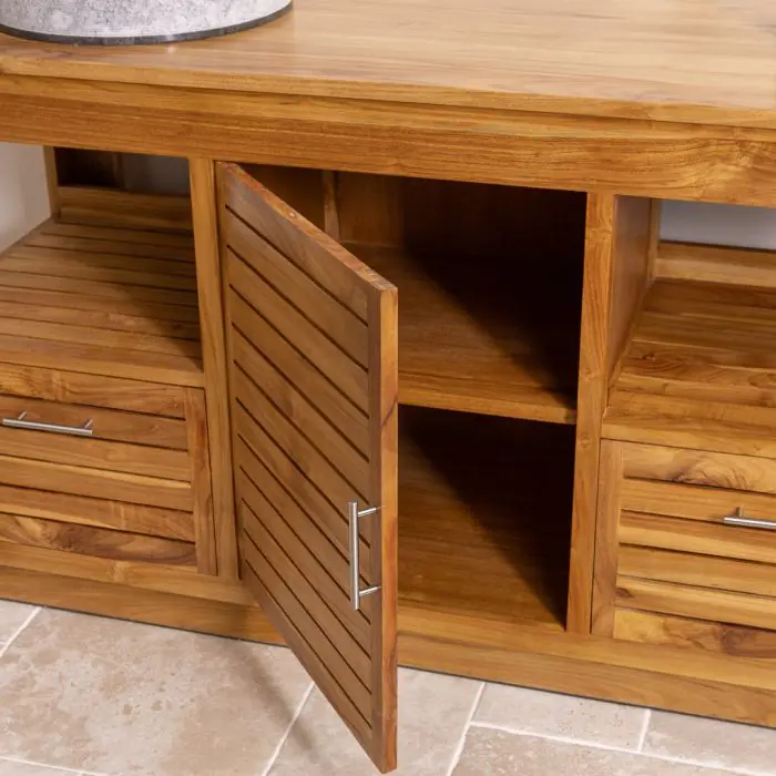 Oasis Teak Washstand with One Cupboard and Two Drawers - 140cm X 80cm - 6