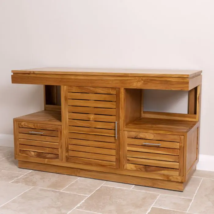 Oasis Teak Washstand with One Cupboard and Two Drawers - 140cm X 80cm - 5