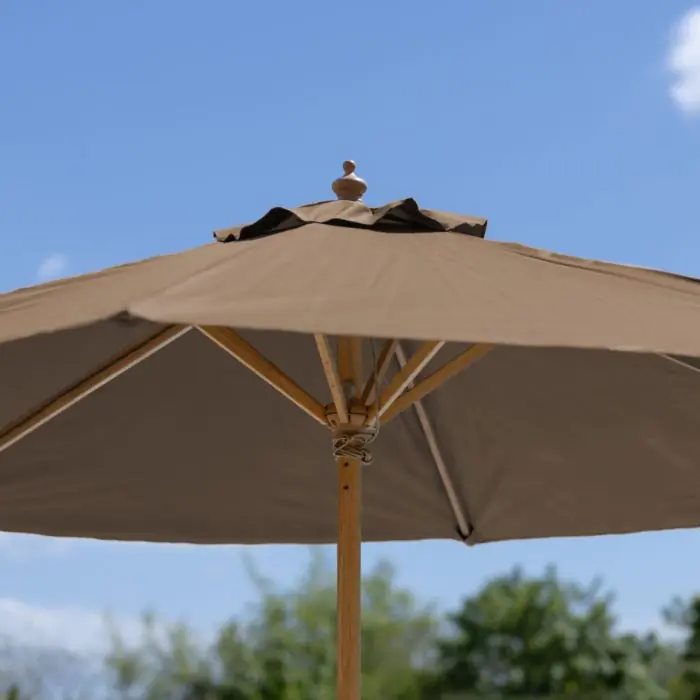 2m Round Hardwood Garden Parasol - 2