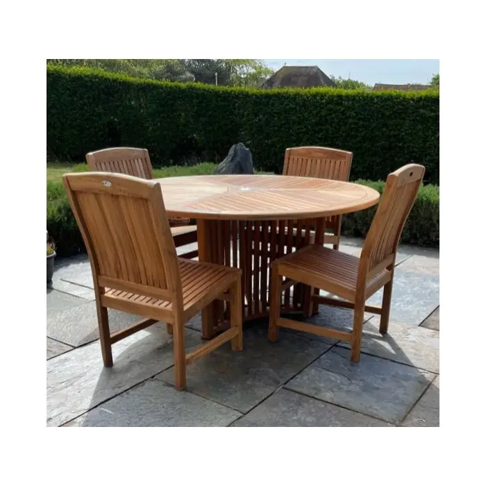 1.5m Teak Circular Radar Table with 6 Marley Chairs - With or Without Arms  - 2