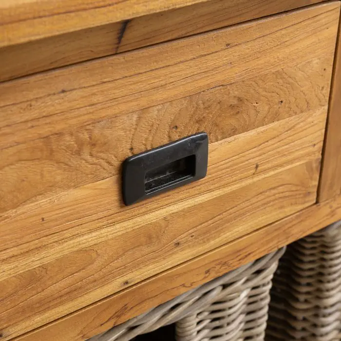 Reclaimed Teak 2 Drawer 2 Basket Storage Unit - 5
