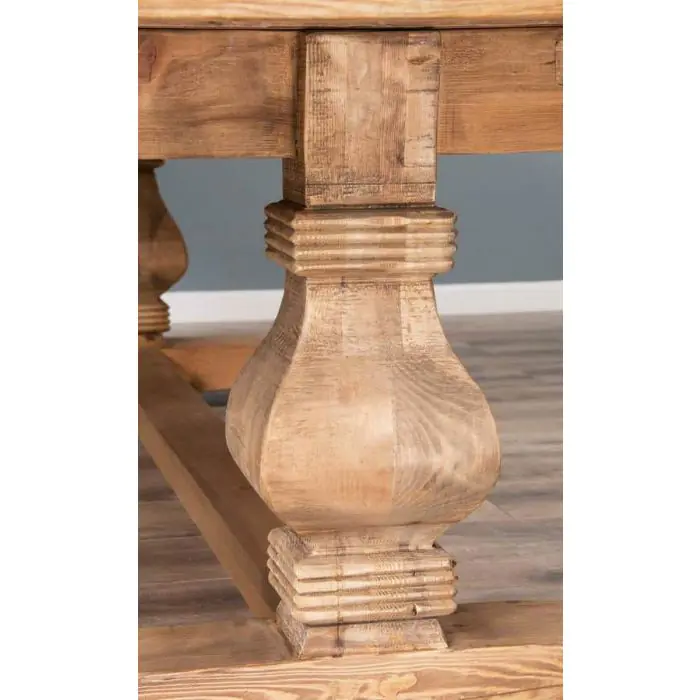 3m Reclaimed Elm Pedestal Dining Table with 10 Elm Cross Back Dining Chairs  - 8