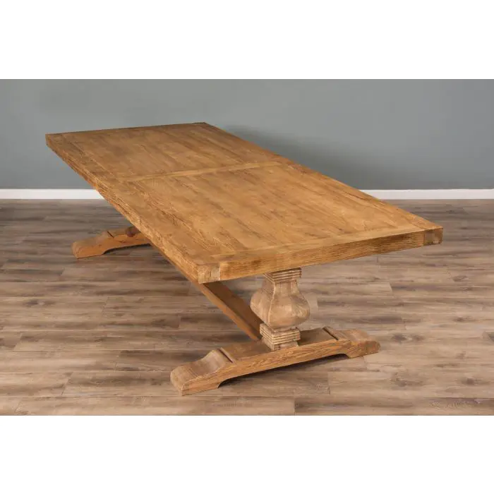 3m Reclaimed Elm Pedestal Dining Table with 10 Elm Cross Back Dining Chairs  - 6