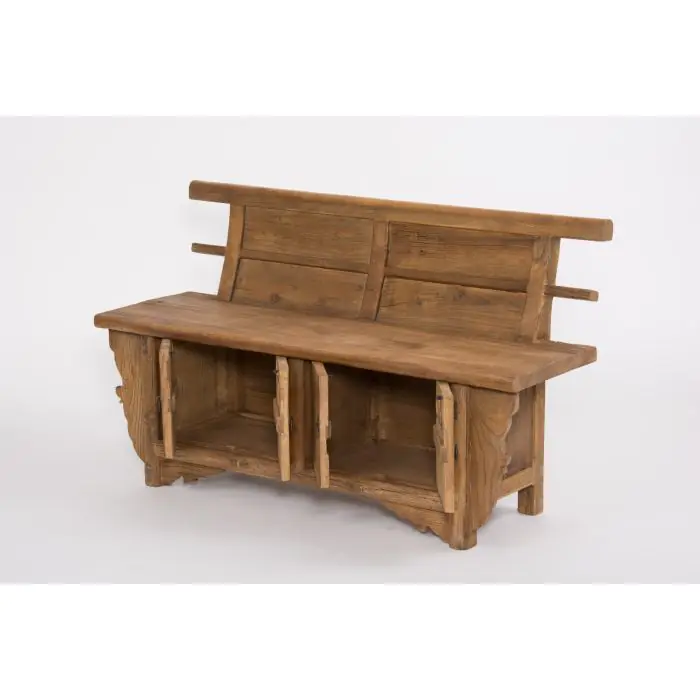 Reclaimed Elm Welly Boot Bench with Storage - 4