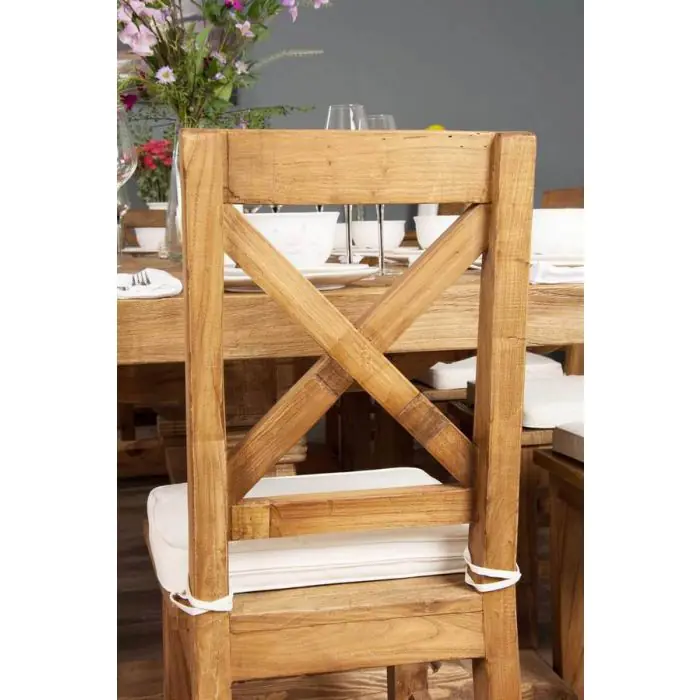 3m Reclaimed Elm Pedestal Dining Table with 7 Elm Cross Back Chairs and 1 Bench - 1