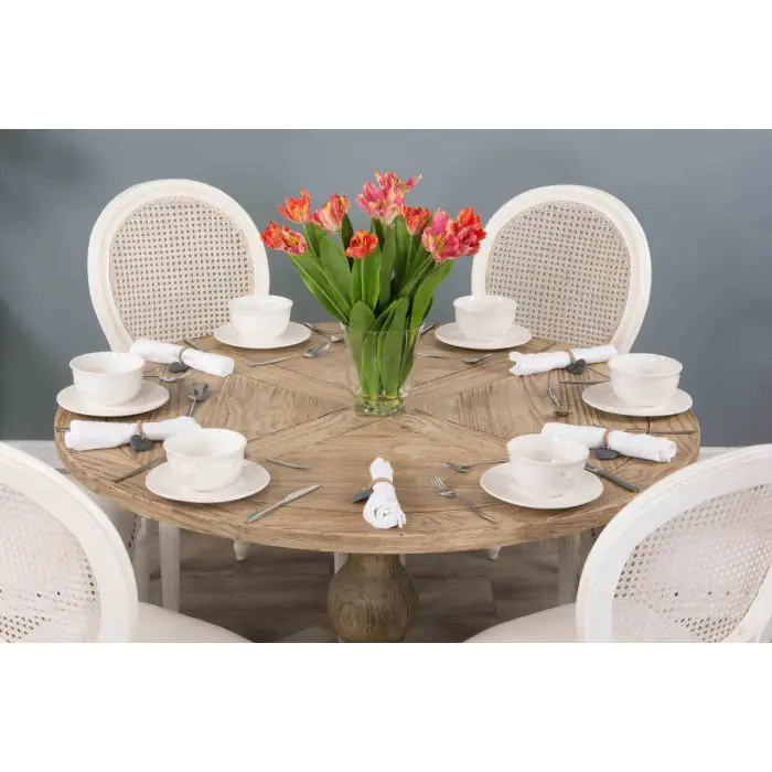1.3m Farmhouse Pedestal Dining Table with 4 Ellena Chairs - 8
