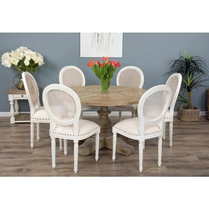 1.3m Farmhouse Pedestal Dining Table with 4 Ellena Chairs - 7