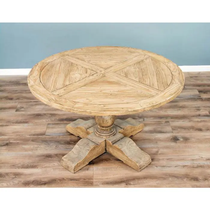 1.3m Farmhouse Pedestal Dining Table with 4 Ellena Chairs - 12