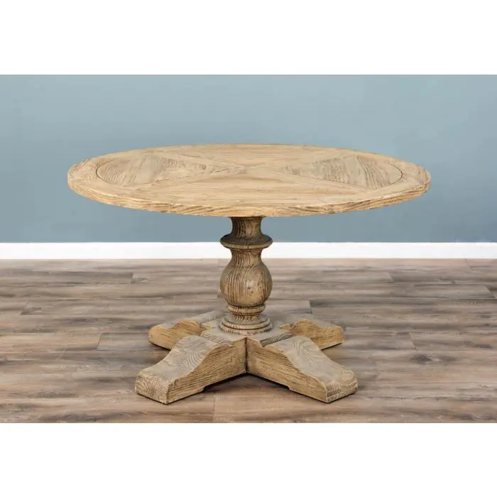 1.3m Farmhouse Pedestal Dining Table with 4 Ellena Chairs - 11