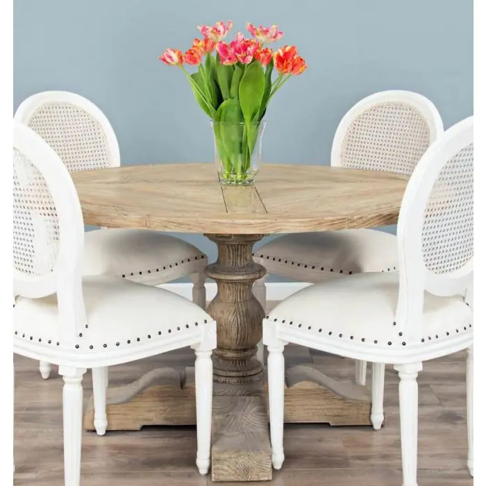 1.3m Farmhouse Pedestal Dining Table with 4 Ellena Chairs - 5