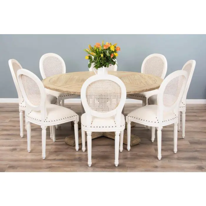 1.6m Farmhouse Pedestal Dining Table with 8 Ellena Chairs - 1