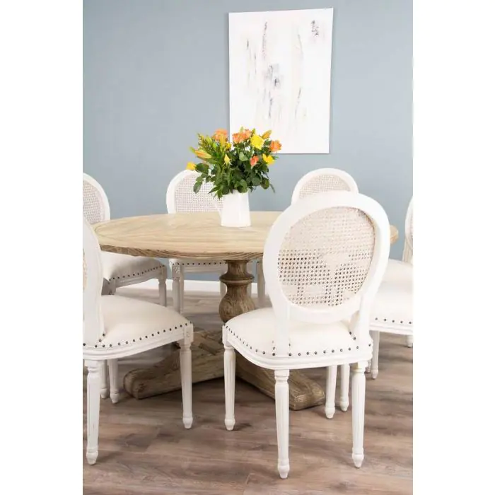 1.6m Farmhouse Pedestal Dining Table with 8 Ellena Chairs - 2