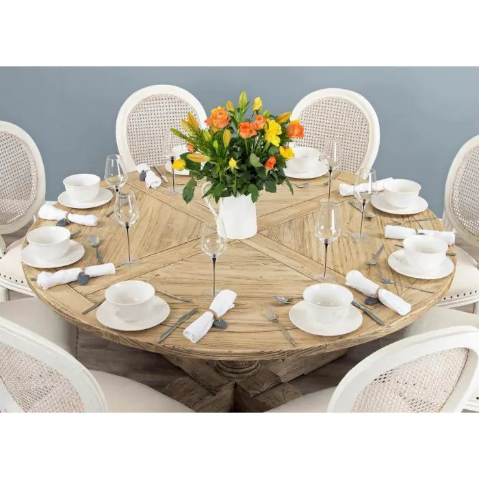 1.6m Farmhouse Pedestal Dining Table with 8 Ellena Chairs - 3