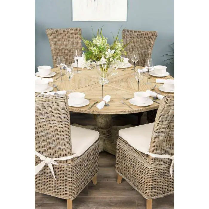 1.6m Farmhouse Pedestal Dining Table with 8 Latifa Chairs  - 3