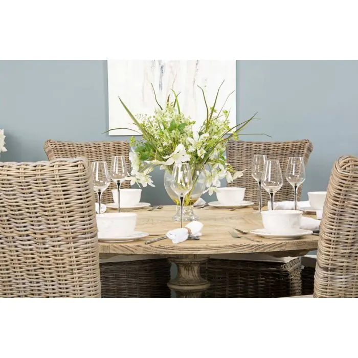 1.6m Farmhouse Pedestal Dining Table with 8 Latifa Chairs  - 4