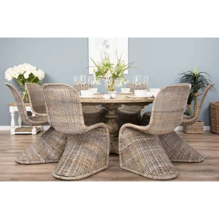 1.6m Farmhouse Pedestal Dining Table with 8 Stackable Zorro Chairs - 2