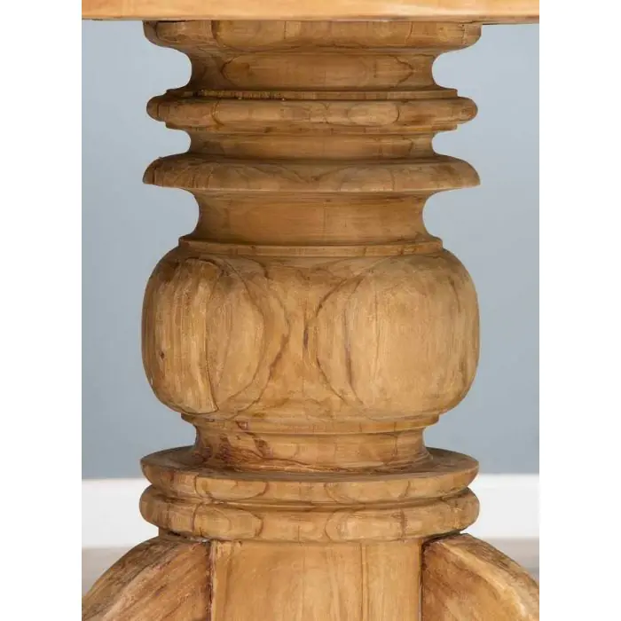 1.5m Reclaimed Teak Circular Pedestal Dining Table with 6 Santos Chairs - 9