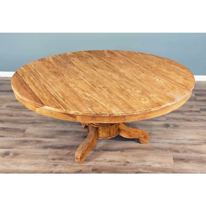 1.8m Reclaimed Teak Circular Pedestal Table - 3