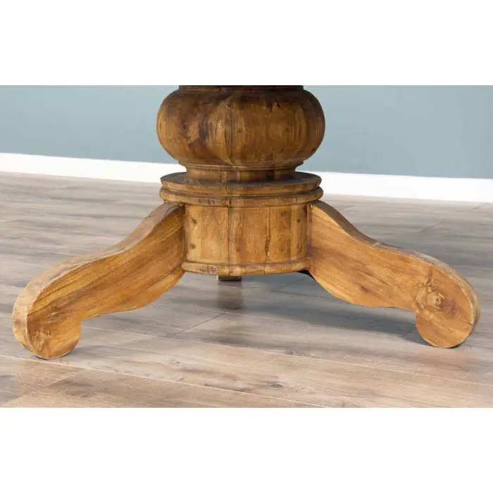 1.8m Reclaimed Teak Circular Pedestal Table with 8 Santos Dining Chairs  - 9