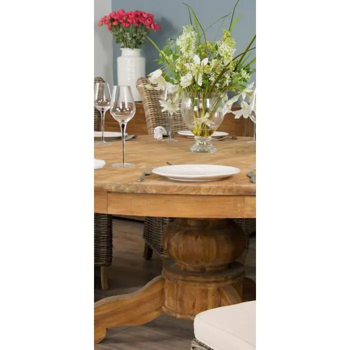 1.8m Reclaimed Teak Circular Pedestal with 8 Latifa Chairs - 3