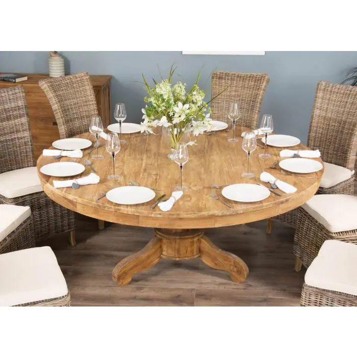 1.8m Reclaimed Teak Circular Pedestal with 8 Latifa Chairs - 2