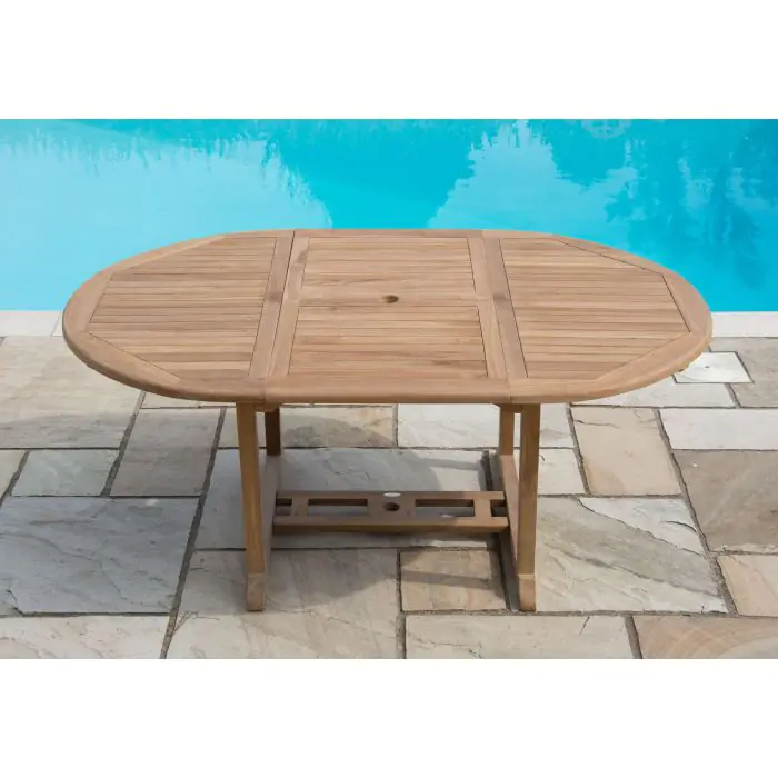 1.2m x 1.2m - 1.8m Teak Circular Extending Table with 6 Harrogate Recliners  - 4