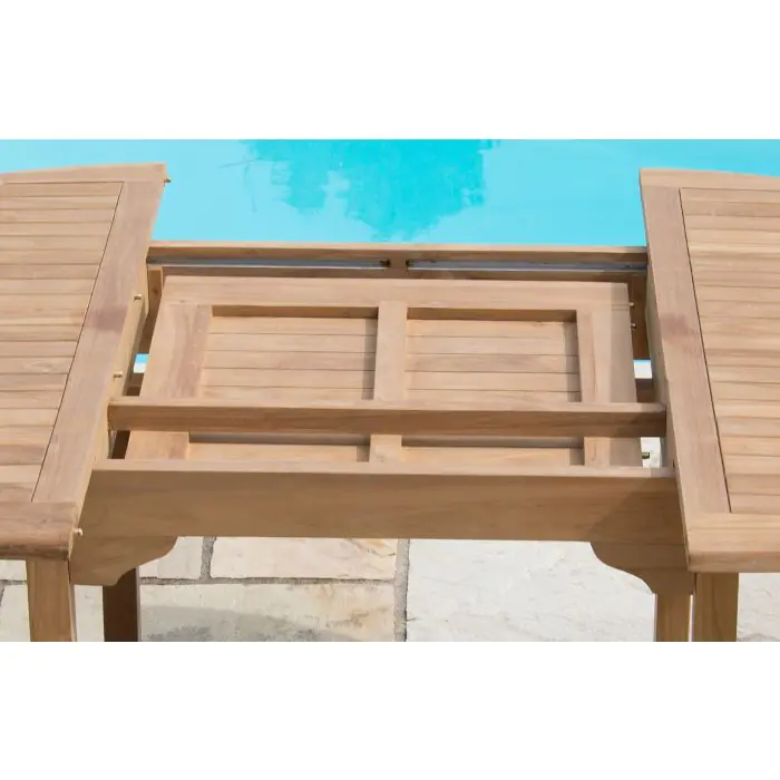1.2m x 1.2m - 1.8m Teak Circular Extending Table with 6 Harrogate Recliners  - 2