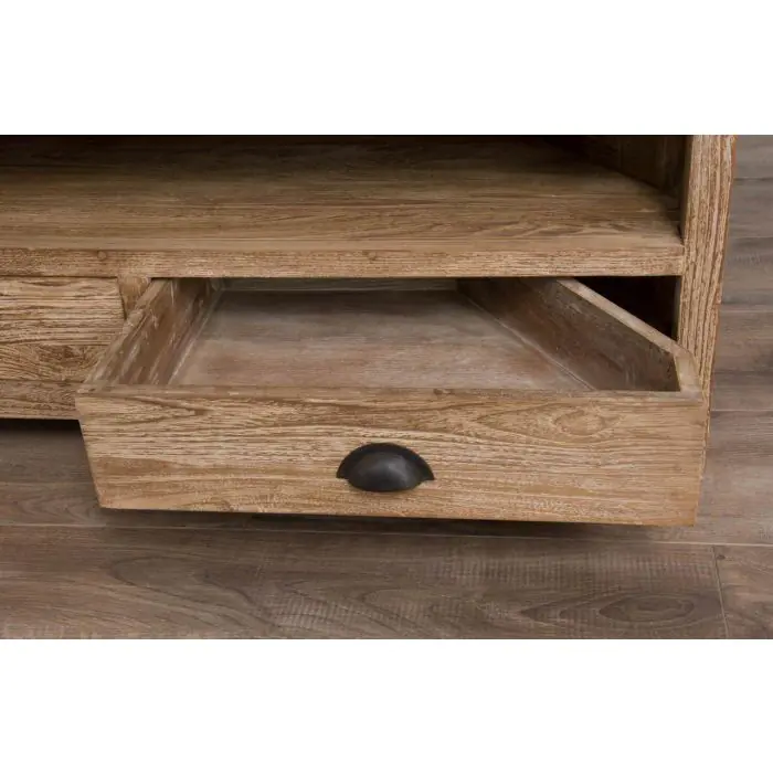Reclaimed Teak Whitewash Corner TV Unit - 0
