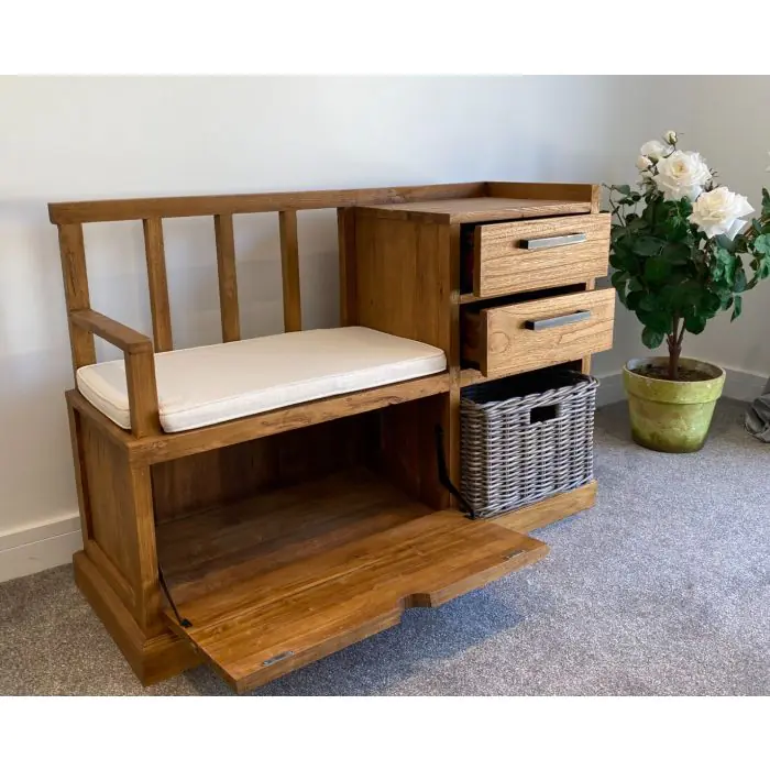 Reclaimed Teak Farmhouse Monks Bench - 2