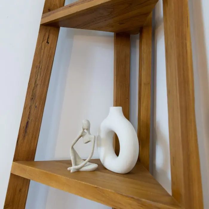 Reclaimed Teak Corner Ladder Shelf - 5