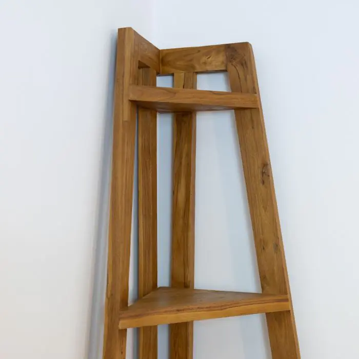 Reclaimed Teak Corner Ladder Shelf - 8