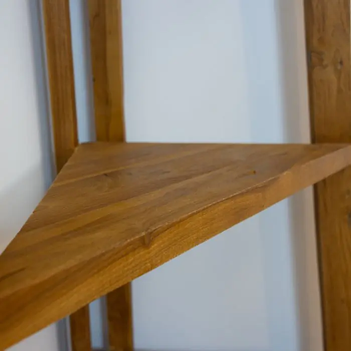 Reclaimed Teak Corner Ladder Shelf - 7