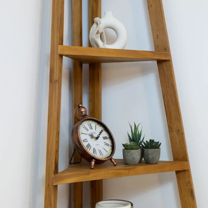 Reclaimed Teak Corner Ladder Shelf - 3