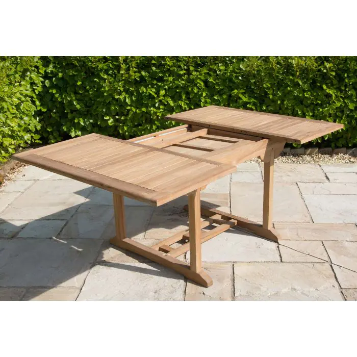 1m x 1.8m - 2.4m Teak Rectangular Extending Table with 8 Marley Chairs - 12