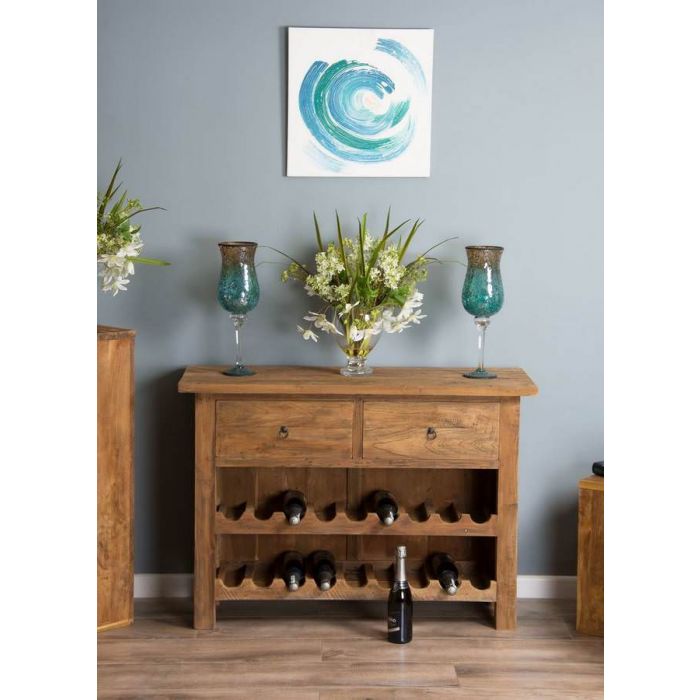 Reclaimed Teak Rustic Wine Rack Sustainable Furniture