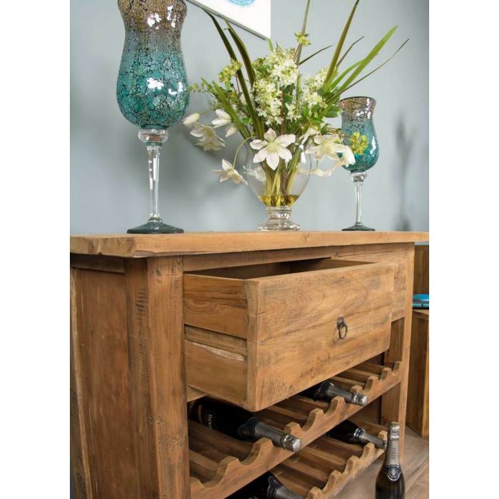 Reclaimed Teak Rustic Wine Rack Sustainable Furniture