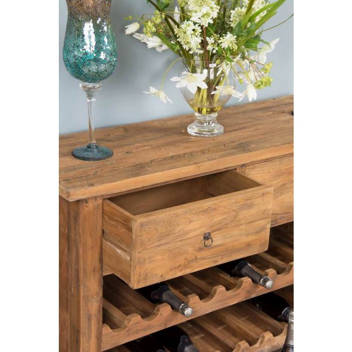 Reclaimed Teak Rustic Wine Rack Sustainable Furniture