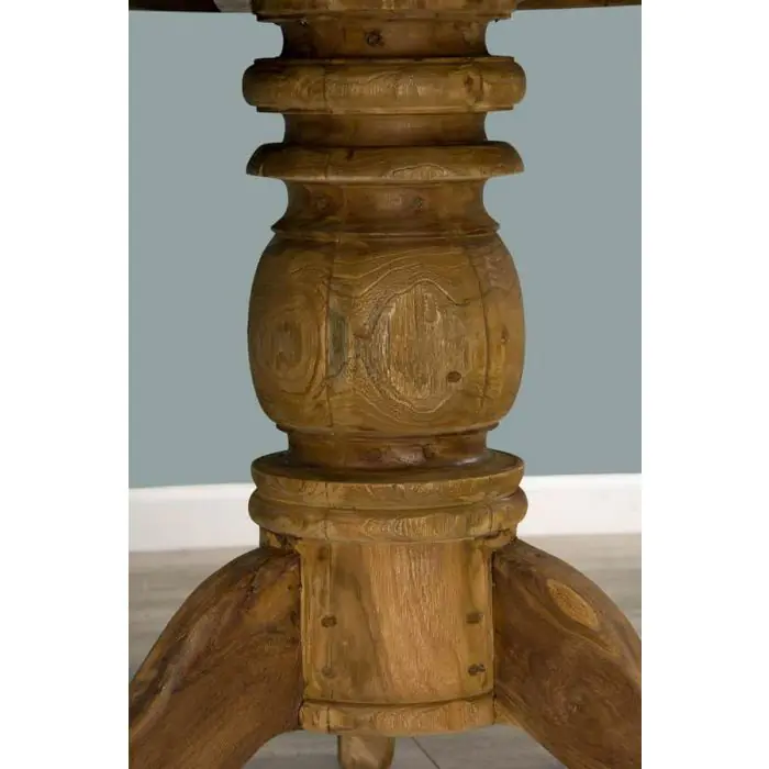 1m Reclaimed Teak Circular Pedestal Dining Table - 4