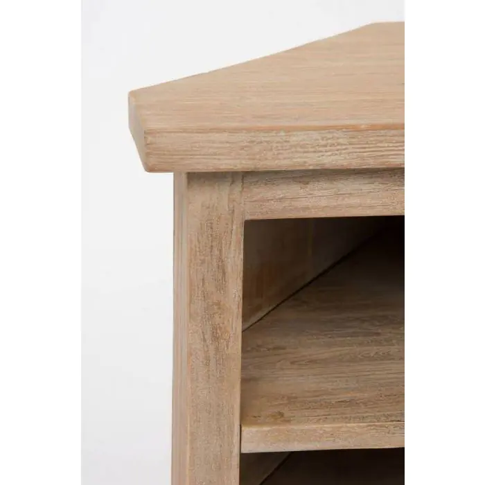 Reclaimed Teak Whitewash Corner TV Unit - 8